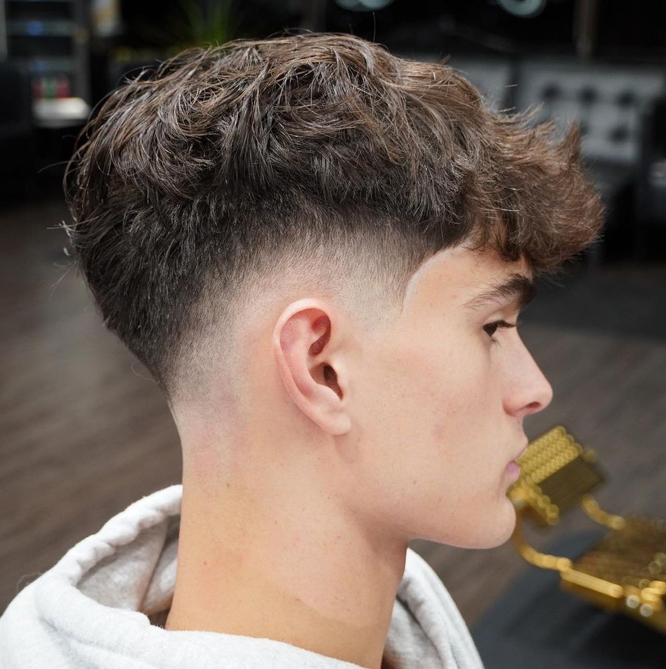 Textured Wavy Quiff with Drop Fade